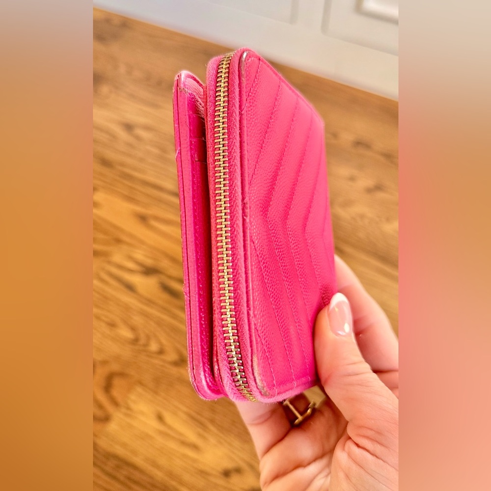 Fuschia Pink Leather YSL Wallet - Picture 5 of 10